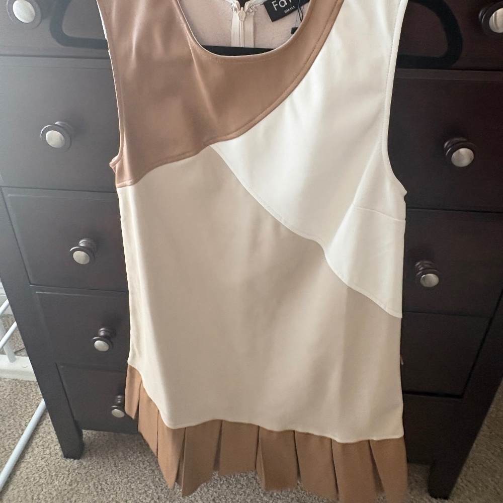 Size Small Fate Neutral Faux Leather Sleeveless Shift Dress with Ruffle Hem